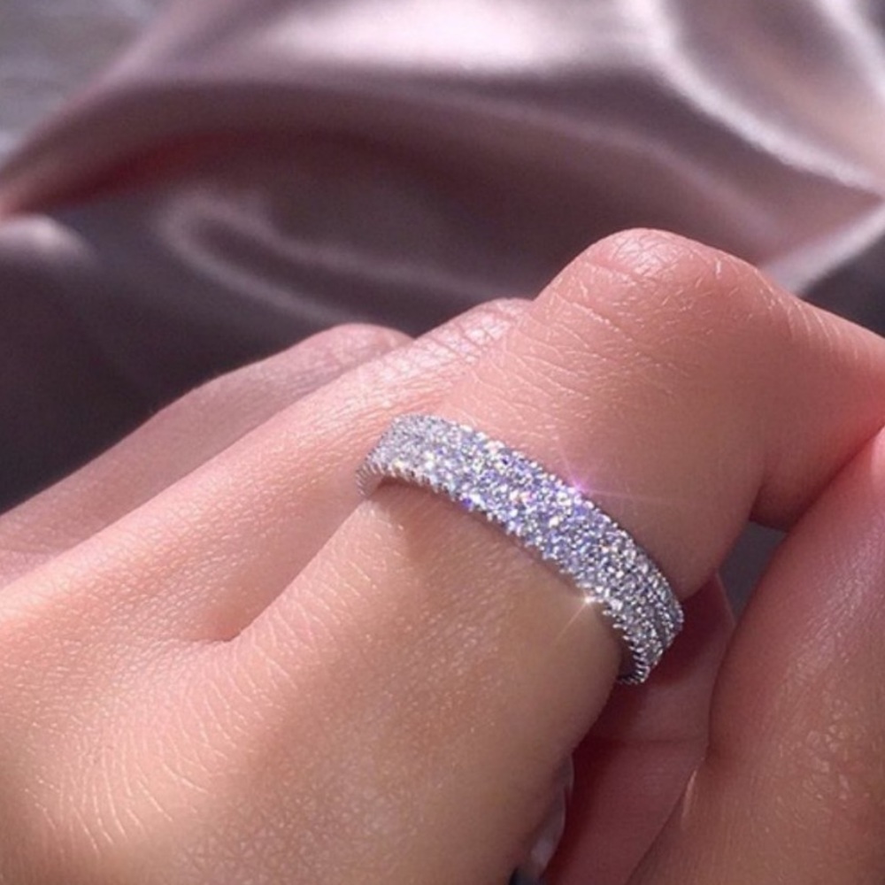 NEW 925 Silver Diamond Triple Full Eternity Ring - Picture 3 of 7